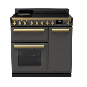 Rangemaster Estel DLX90 90cm Range Cooker with Induction Hob Slate Grey/ Antique Brass inc. 5 Year Guarantee Promotion*